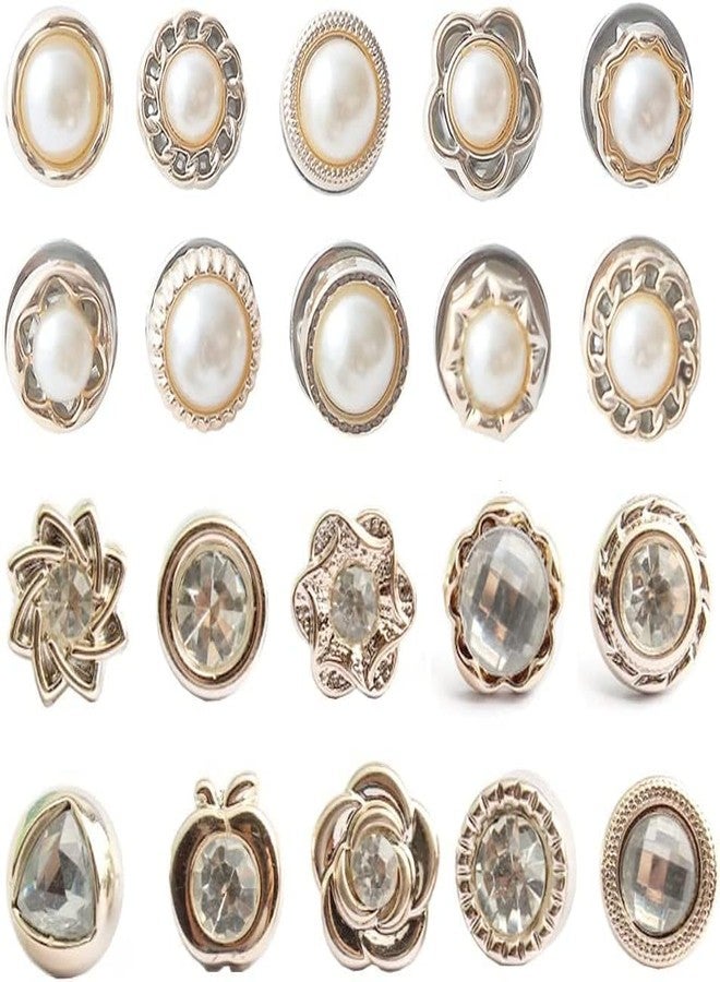 ARLICODECK 20Pcs Women Shirt Brooch Buttons Pearl No Sew Button Pins Instant Button Jeans Button Pins Women Shirt Safety Brooch - Image 1